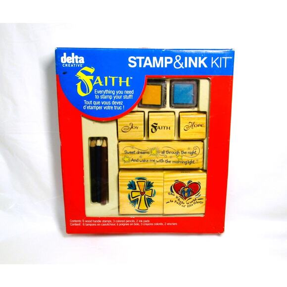 Delta Creative Faith Rubber Stamp and Ink Kit and Colored Pencils 10 Pieces - Picture 1 of 2